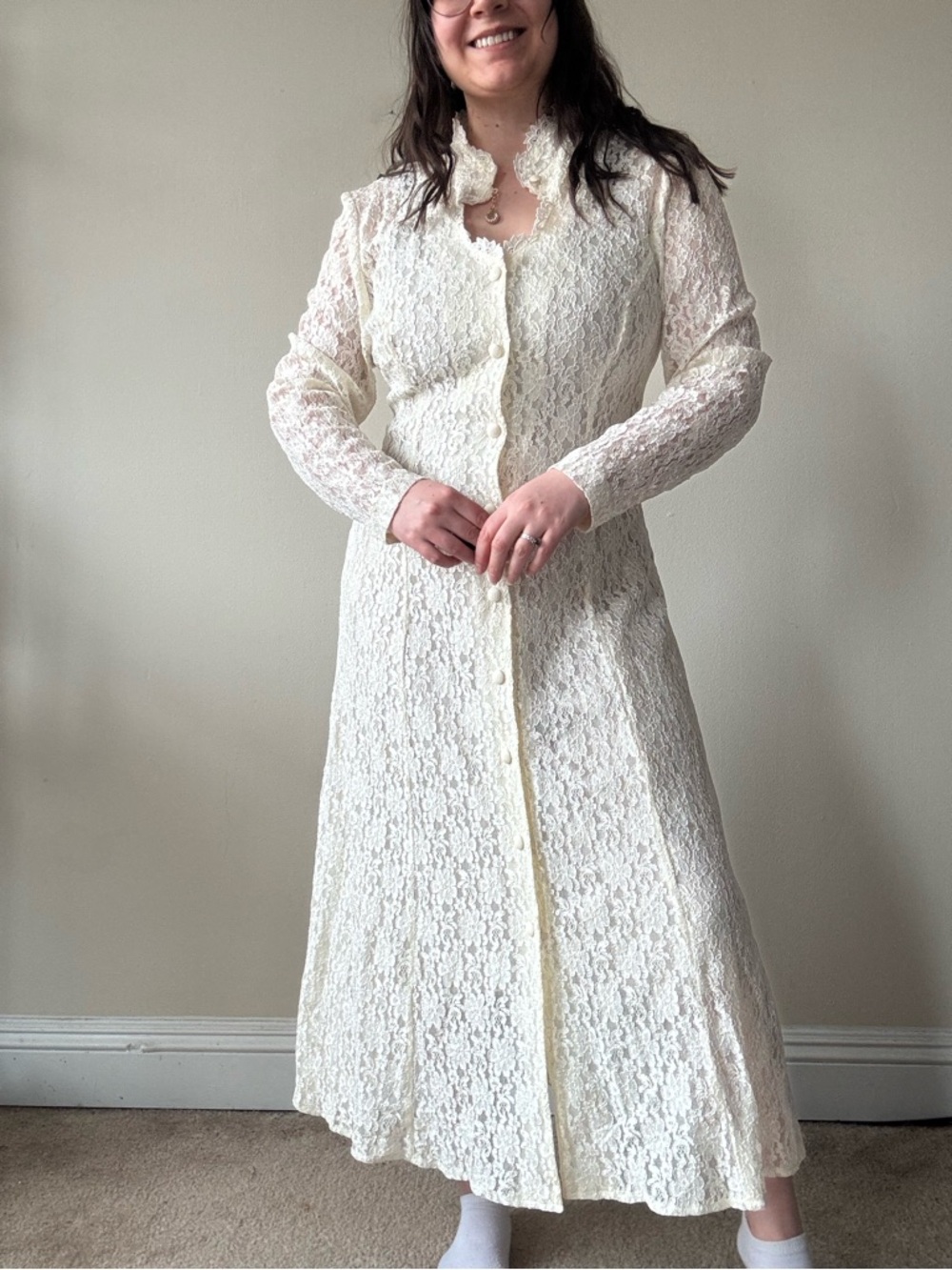 American Vintage Cream Lace Maxi Dress